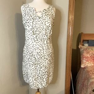 Tommy Bahama Sleeveless Line Linen Shift Animal Print Dress Sz L Large